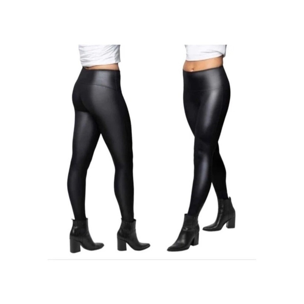 Jane and Bleecker Faux Leather Leggings Women Size Large Black High Waist Pants